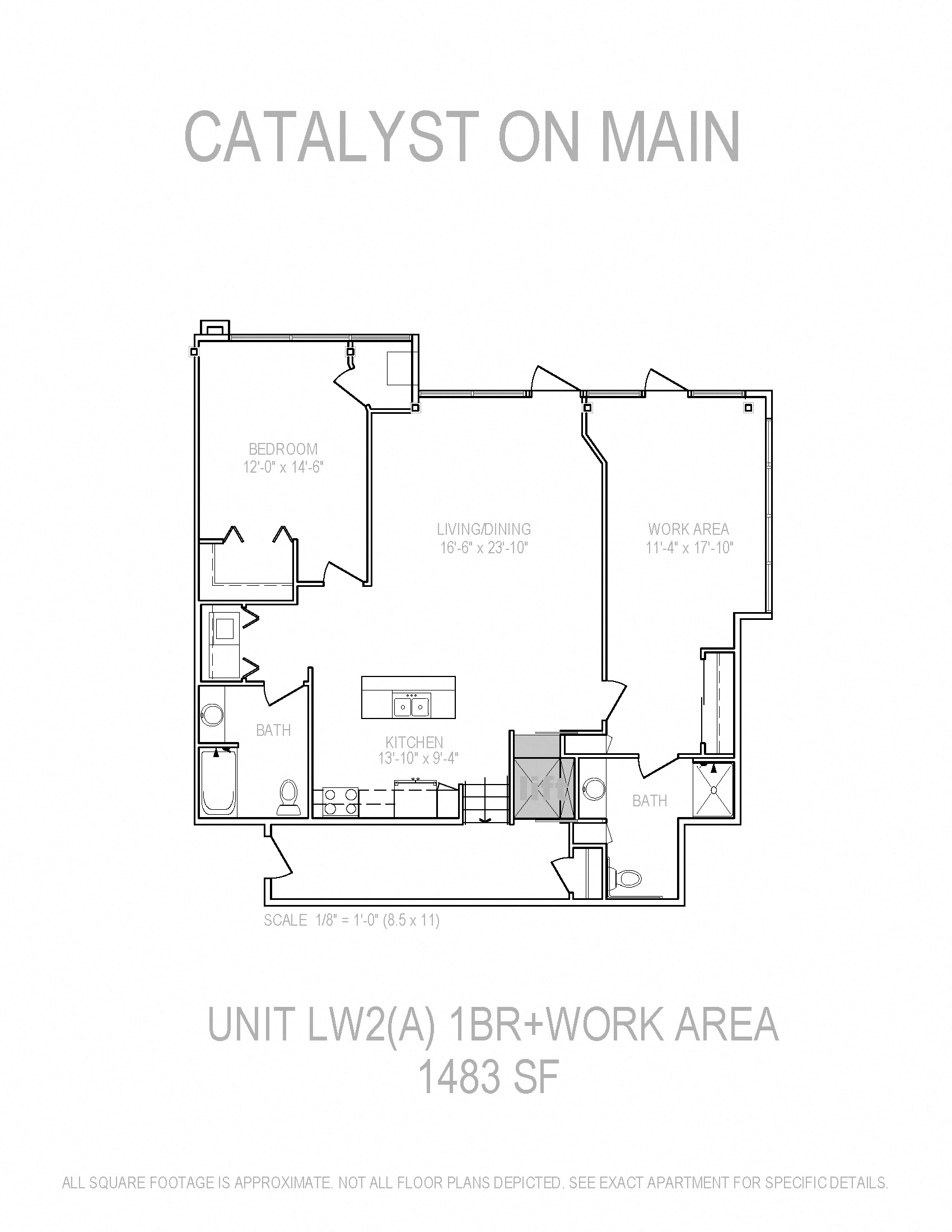 Floor plan for 2 beds, 2 baths, 1483 sqft
